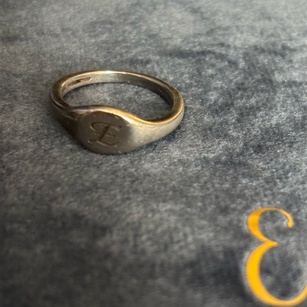 Sterling Silver Initial Pinky Ring - image 2